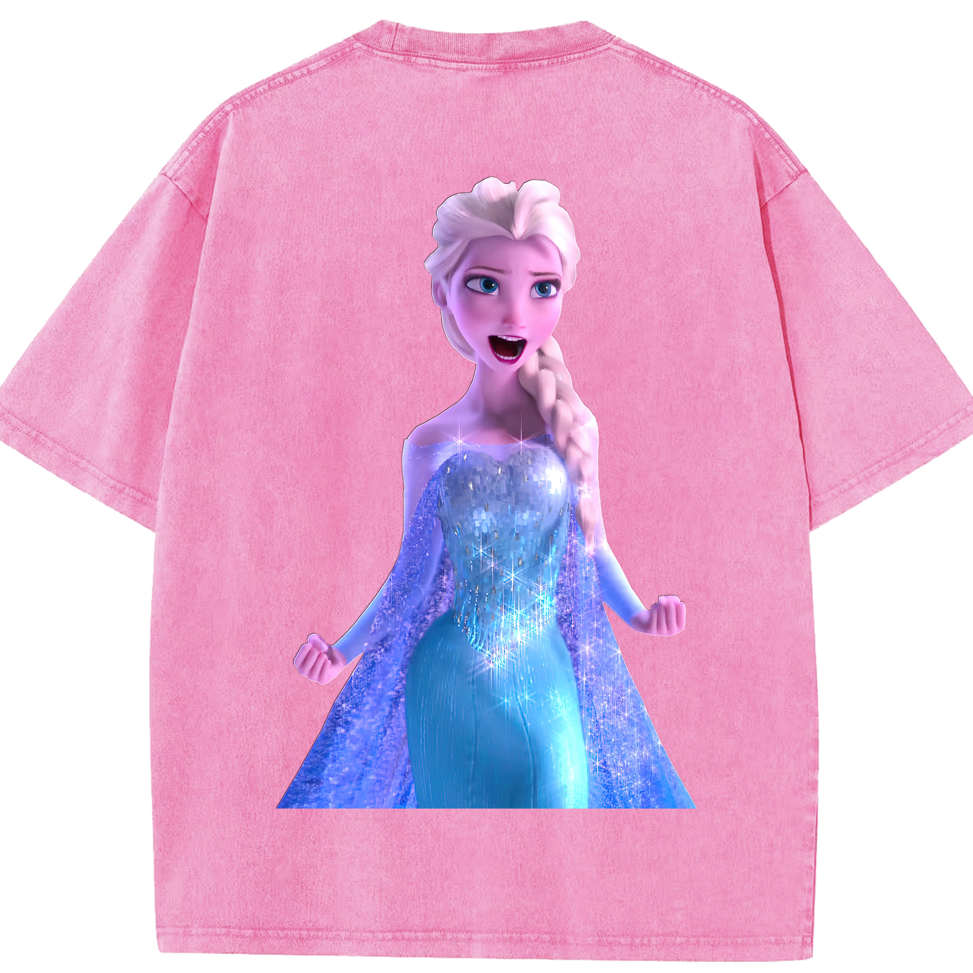 （画像用） アナと雪の女王 アンナ エルサ Frozen Anna Elsa 綿100% ヴィンテージ風 半袖Tシャツ（背面プリント）